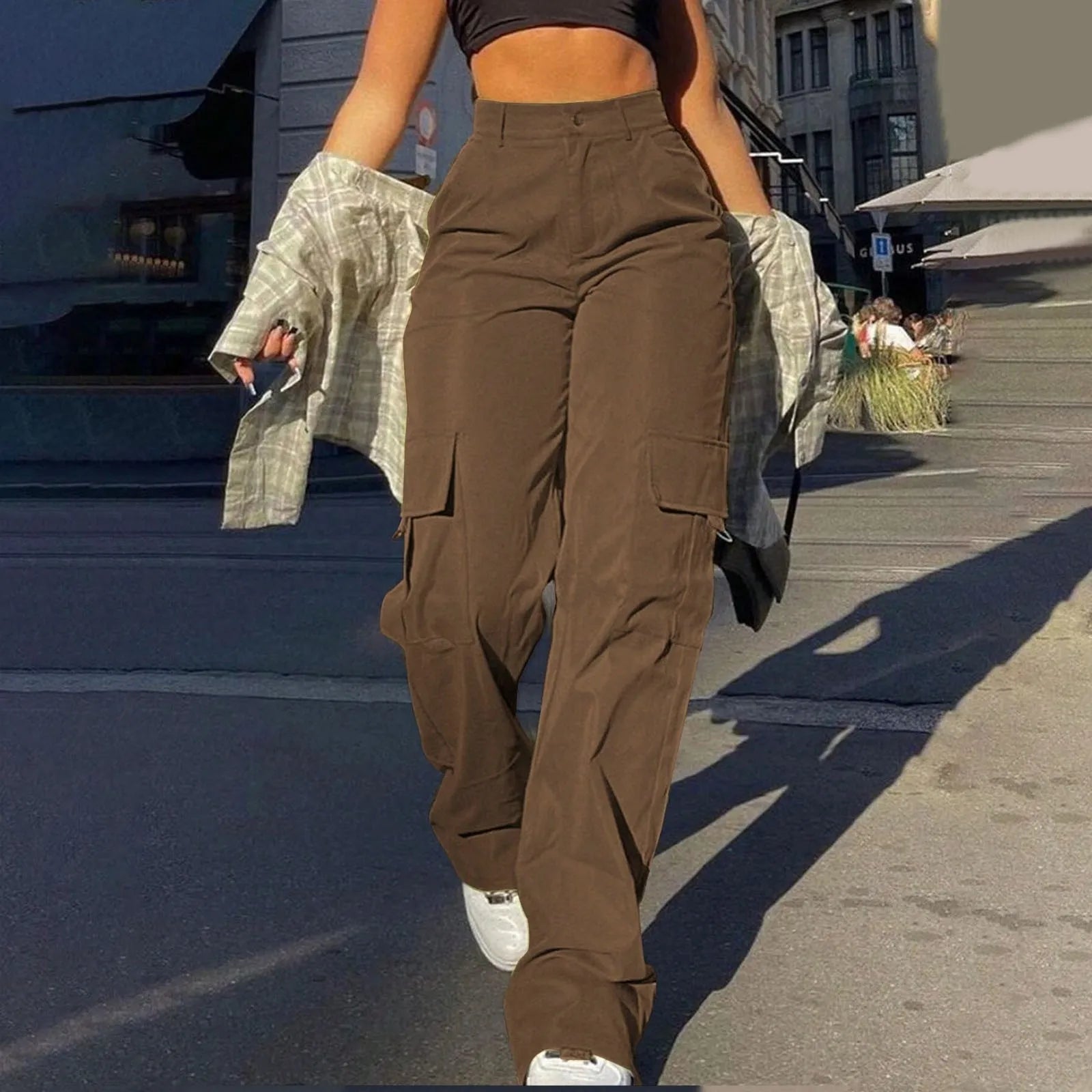 2026 Fashion Harajuku Cotton Linen Trousers Stretch Twill High Waisted Wide Leg Pants Casual Straight Leg Chino Y2k Clothes