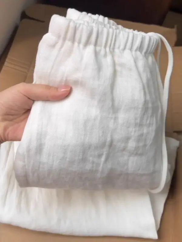 Fashion Cotton Linen Wide Leg Pants Loose Straight Ankle-Length Skirt Pants Casual High Waist 2026 New Summer Women's Pants