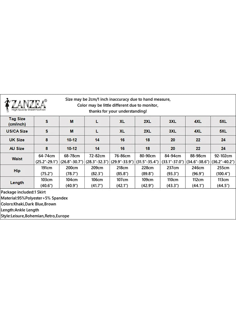 ZANZEA Streetwear Ruffled Maxi Skirts Autumn 2026 Casual Loose High Waist Women A-line Faldas Korean Fashion Solid Long Jupes