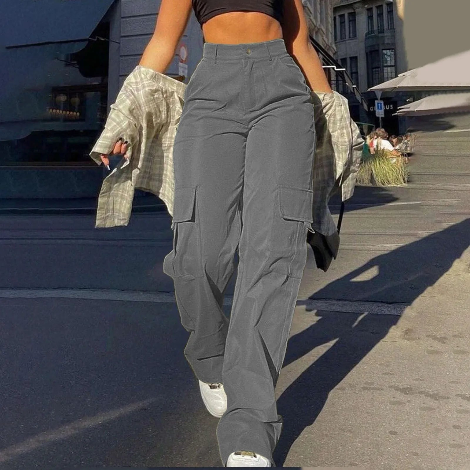 2026 Fashion Harajuku Cotton Linen Trousers Stretch Twill High Waisted Wide Leg Pants Casual Straight Leg Chino Y2k Clothes