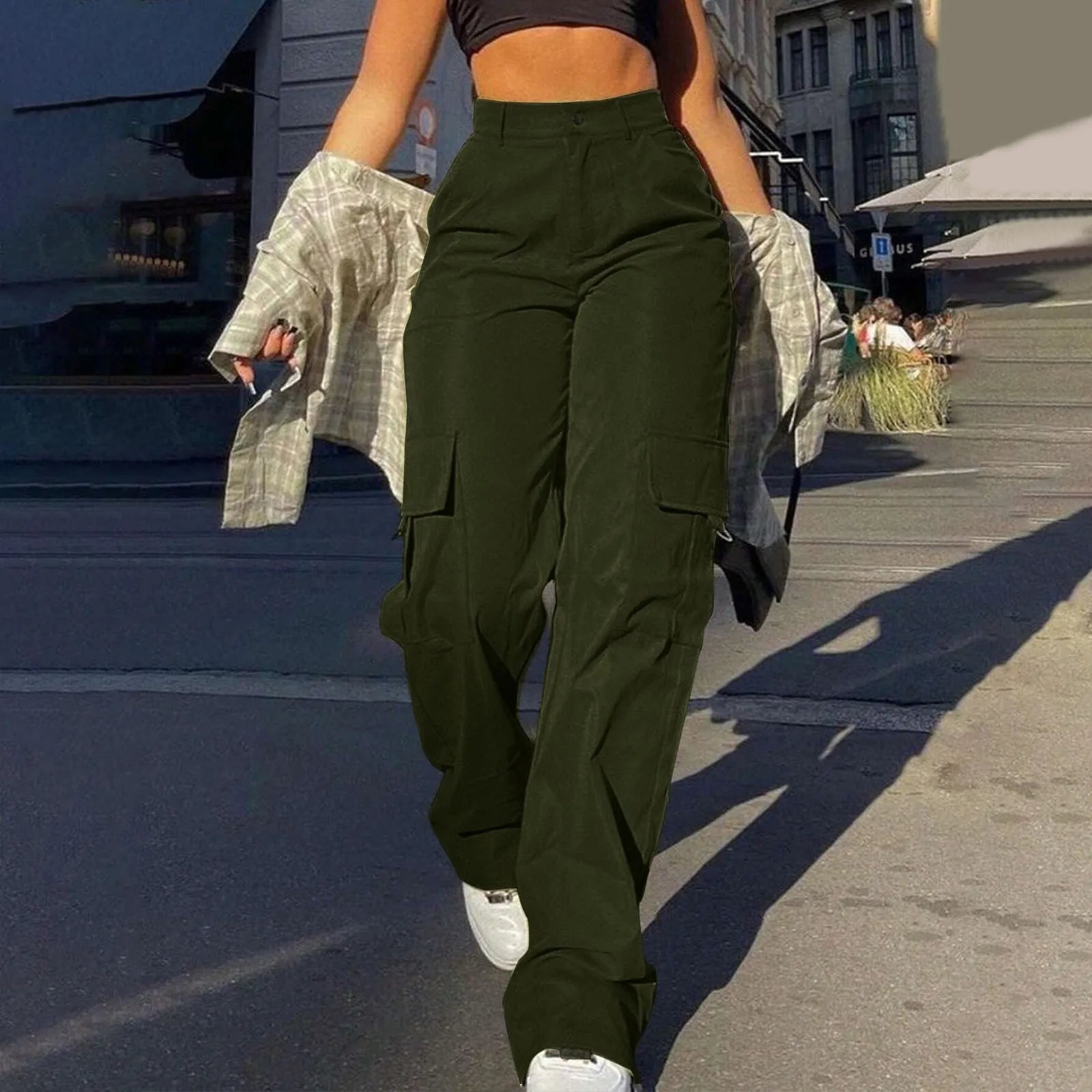 2026 Fashion Harajuku Cotton Linen Trousers Stretch Twill High Waisted Wide Leg Pants Casual Straight Leg Chino Y2k Clothes