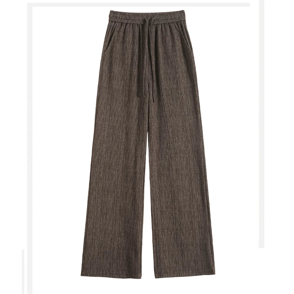 Women Trousers Loose Casual Elastic High Waisted Drawstring Wide Leg Pants Female Sports Sweatpants Spring Autumn 2026
