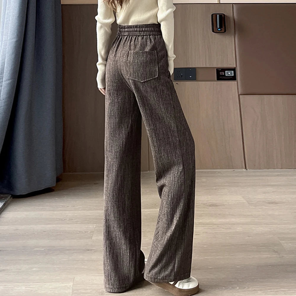 Women Trousers Loose Casual Elastic High Waisted Drawstring Wide Leg Pants Female Sports Sweatpants Spring Autumn 2026