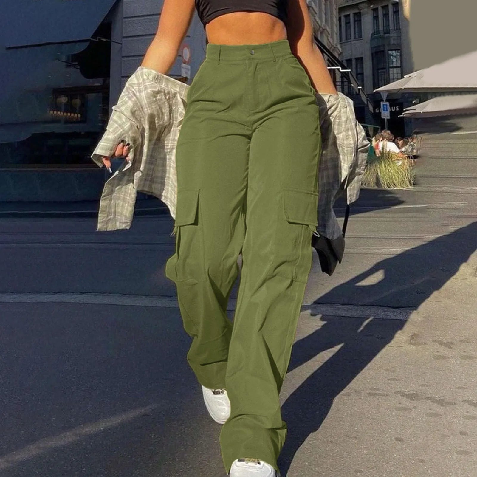 2026 Fashion Harajuku Cotton Linen Trousers Stretch Twill High Waisted Wide Leg Pants Casual Straight Leg Chino Y2k Clothes