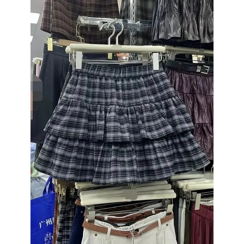 Women's Blue Black Riveted Belt Denim Skirt Y2K Harajuku High Street Fashion 90s Sexy A-line Mini Skirt Summer Clothing 2026 New