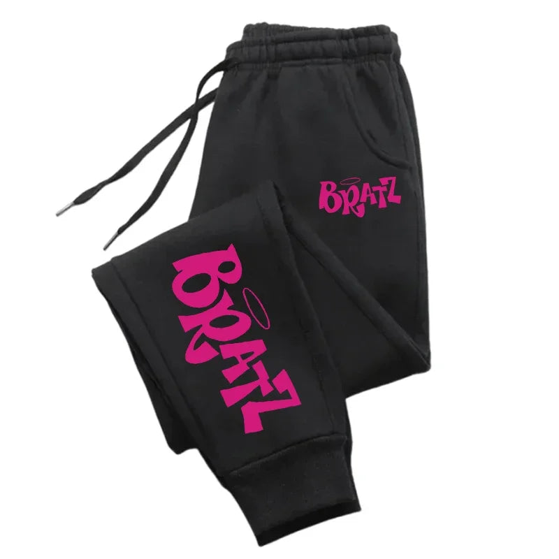 Bratz Pink Letter Print Casual Versatile Women Pants Fashion Trendy Hip Hop Trousers With Drawstring Pockets Sweatpants Female